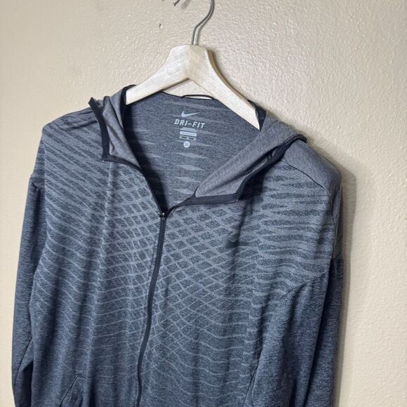 Nike Hoodie Mens XL Full Zip Gray Lightweight Dri Fit Running Performance - Picture 2 of 11